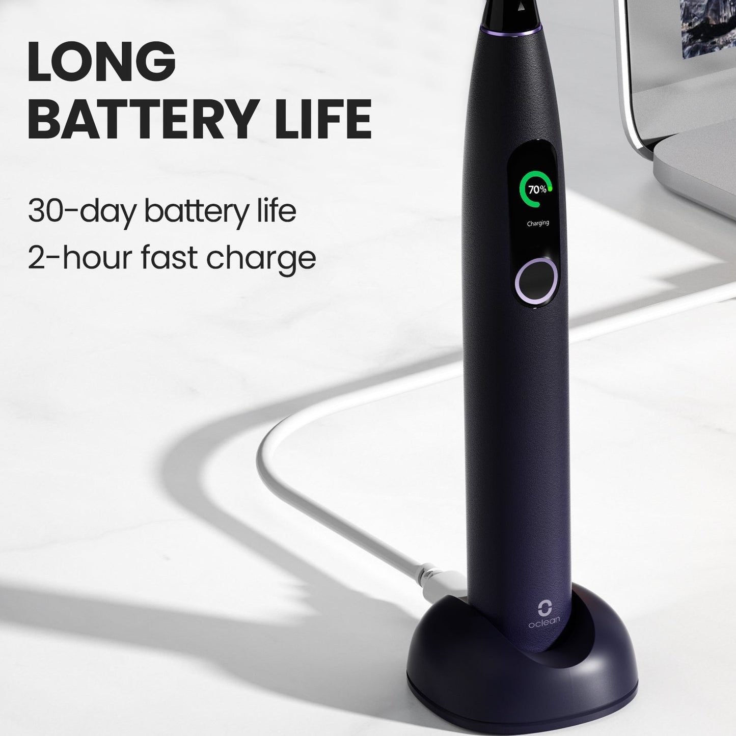 Oclean X Pro Smart Electric Toothbrush Tandbørster med lang batterilevetid